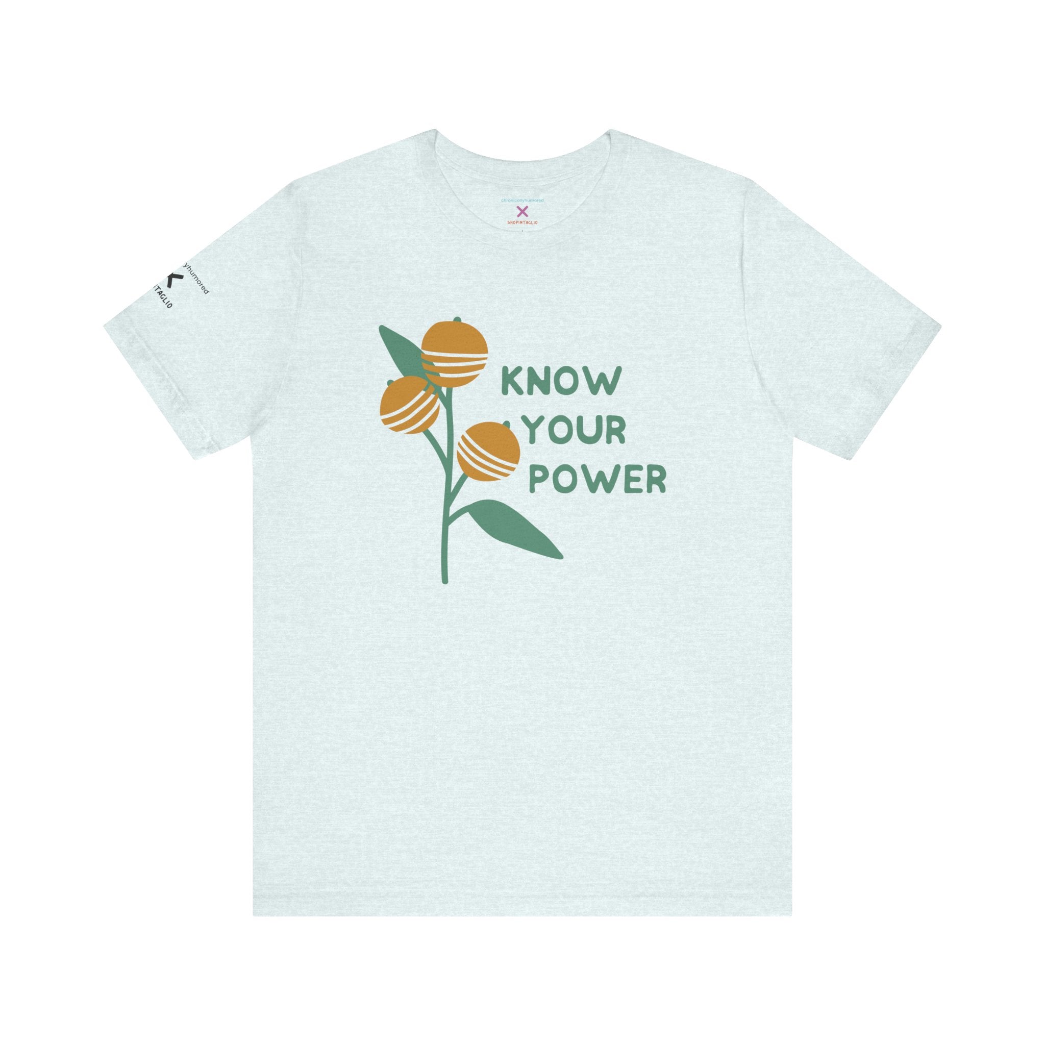 Know Your Power Tee – Chronically Humored x Shop Intaglio | Feminist & Disability Empowerment Shirt (Bella Canvas 3001, XS–4X in Select Colors)
