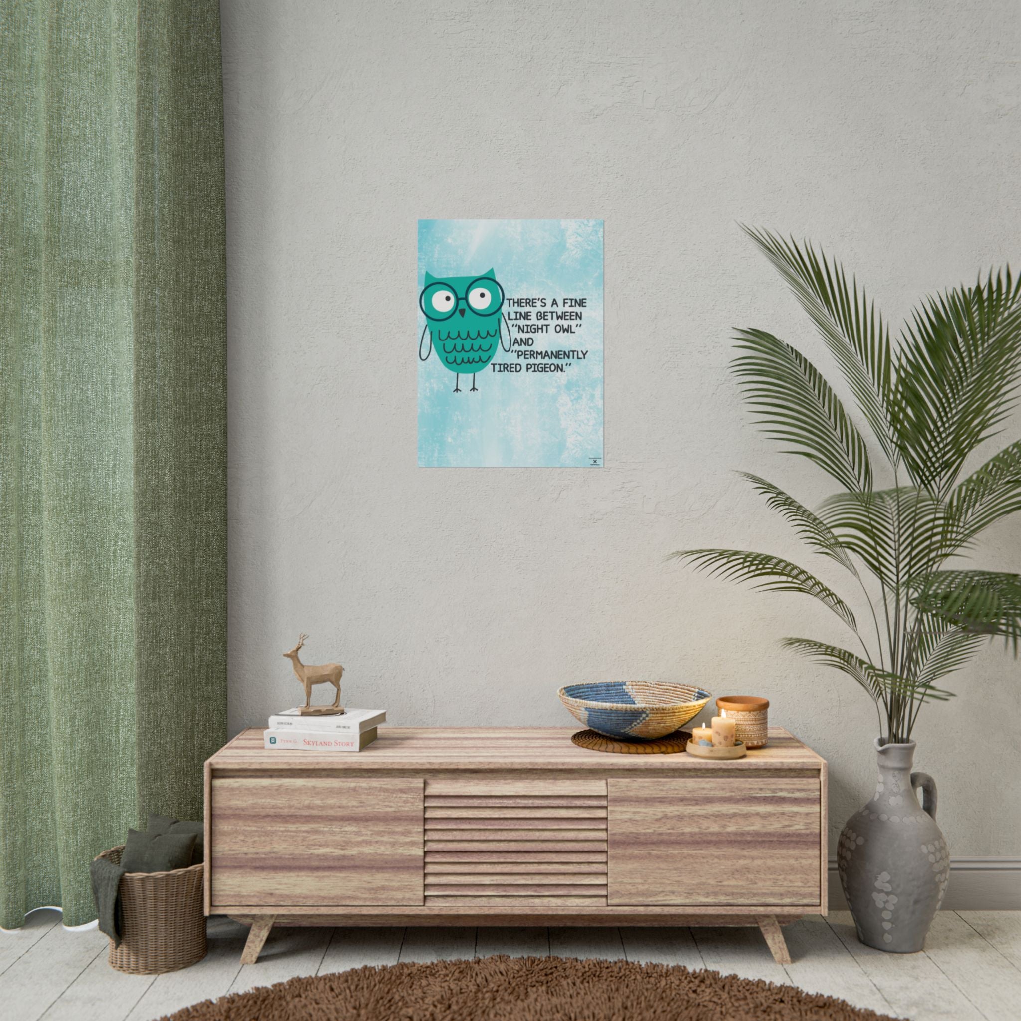 Night Owl Funny Poster – 18x24 Matte Giclée Print, Insomnia Humor Wall Art, Chronic Illness & Neurodivergent Decor, Chronically Humored x Shop Intaglio