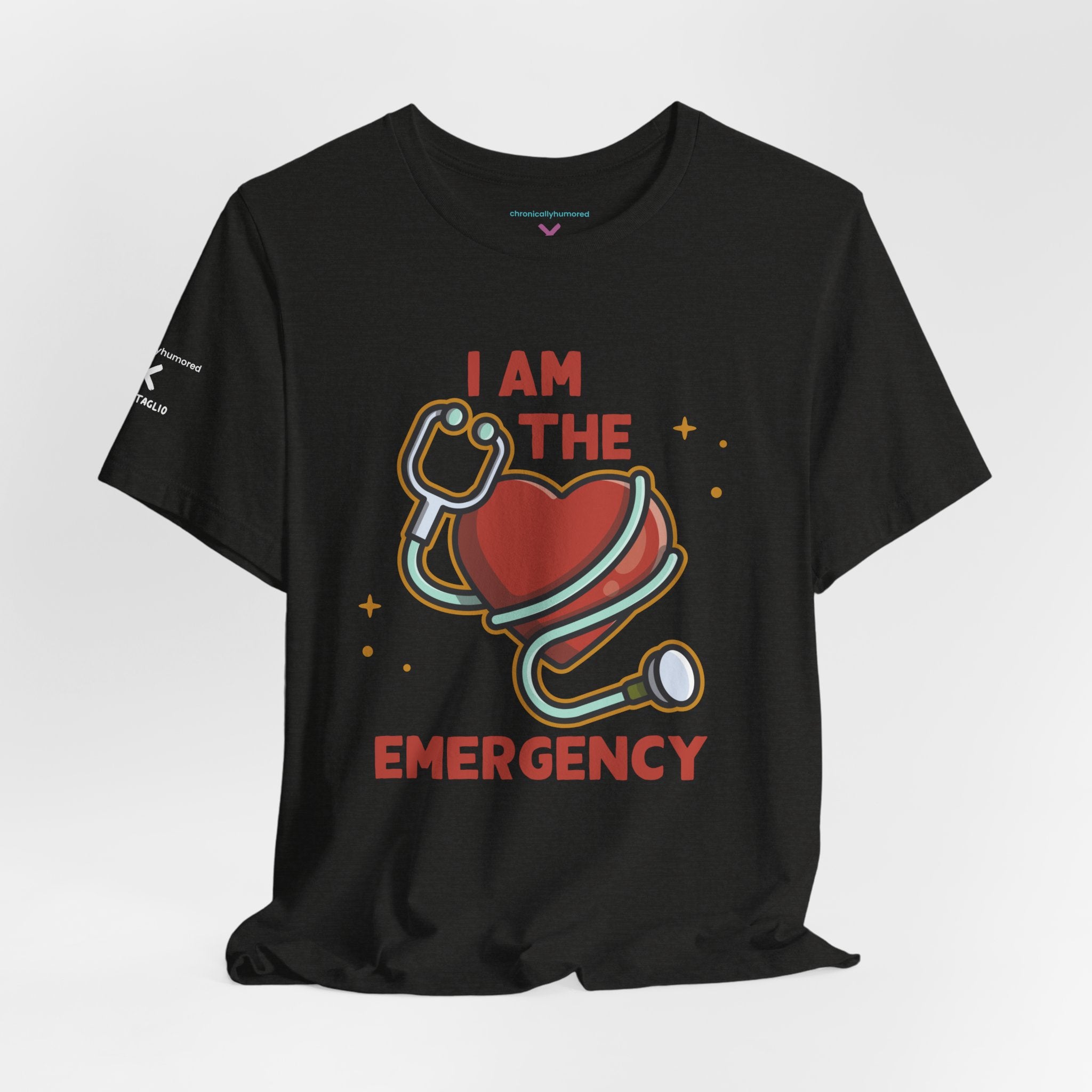 I Am the Emergency Graphic Tee | Bold Unisex Chronic Illness & Disability Pride Shirt XS–4X | Chronically Humored x Shop Intaglio