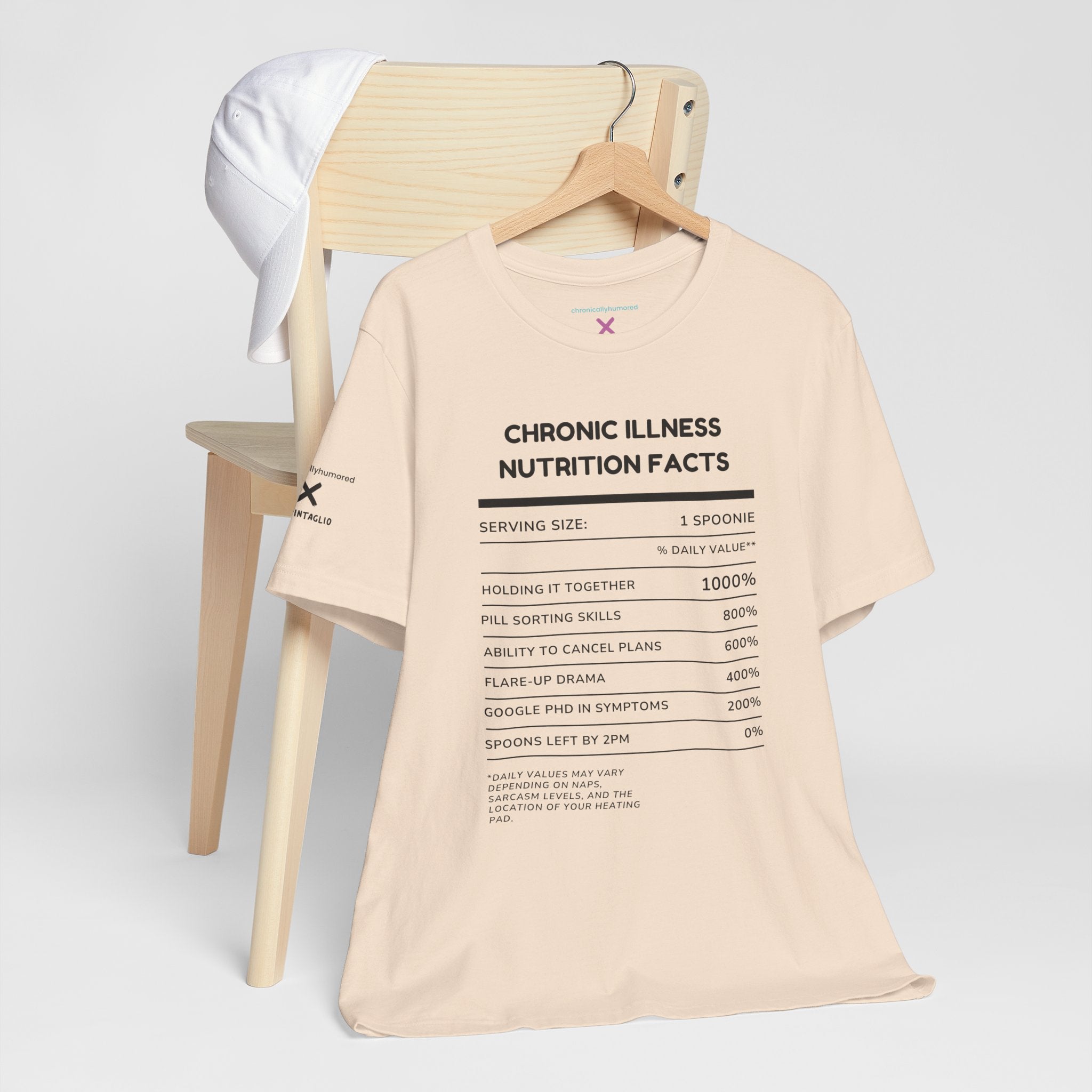 Chronic Illness Nutrition Facts Tee – Spoonie Humor Graphic Shirt | XS–4X in Select Colors