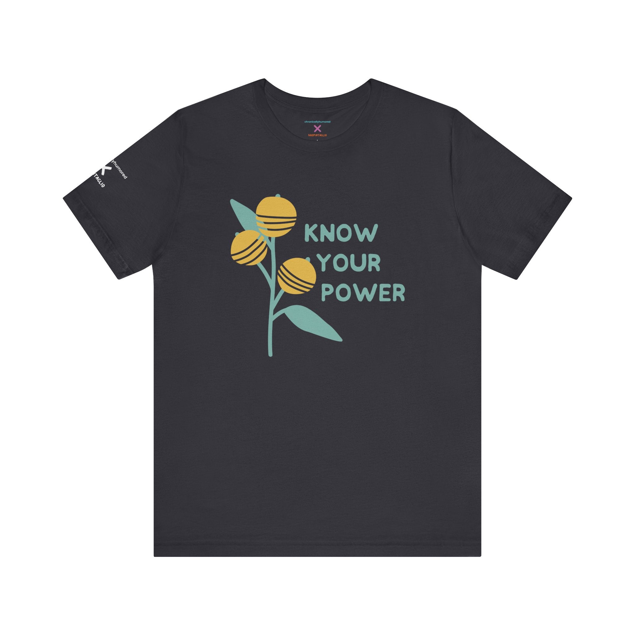 Know Your Power Tee – Chronically Humored x Shop Intaglio | Feminist & Disability Empowerment Shirt (Bella Canvas 3001, XS–4X in Select Colors)