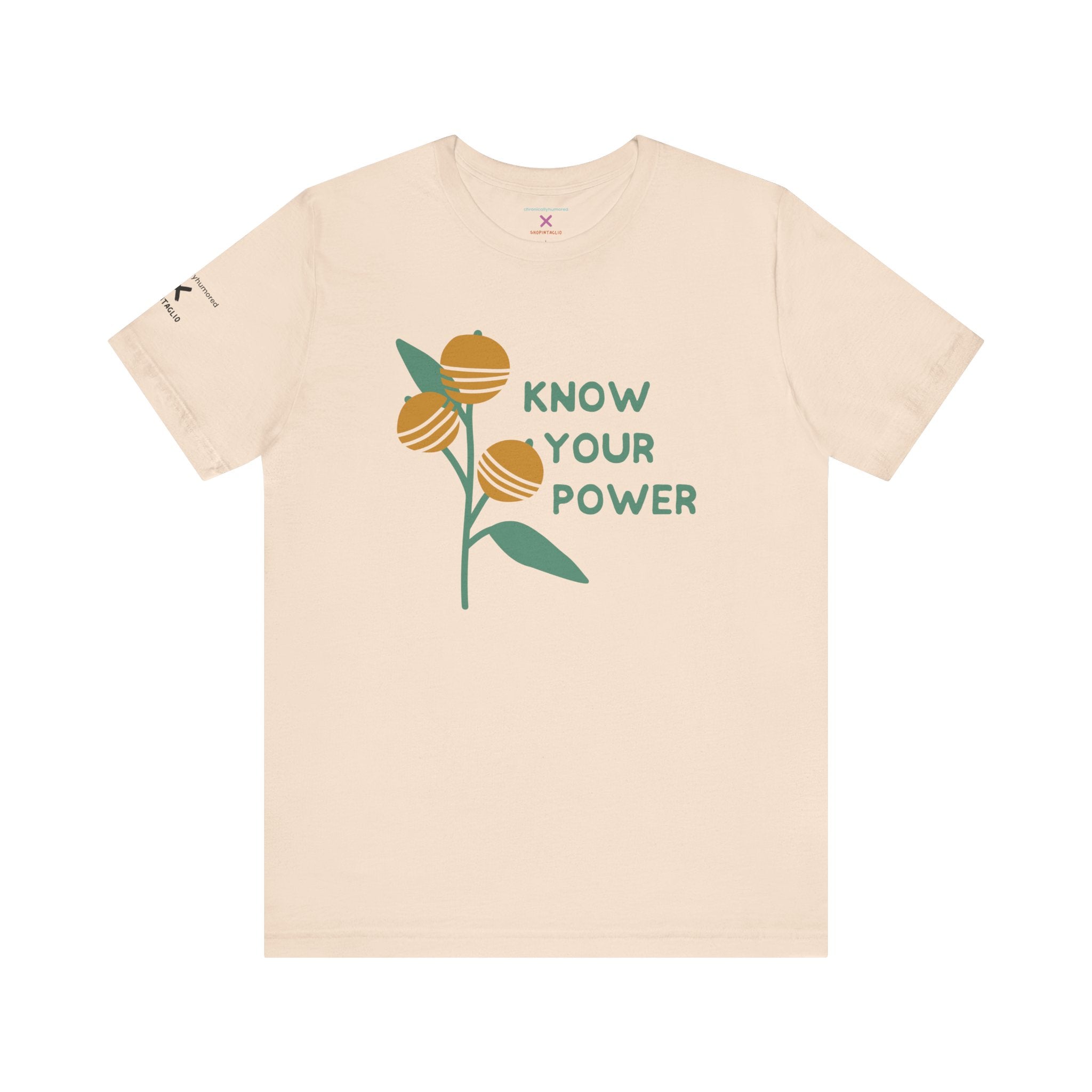 Know Your Power Tee – Chronically Humored x Shop Intaglio | Feminist & Disability Empowerment Shirt (Bella Canvas 3001, XS–4X in Select Colors)