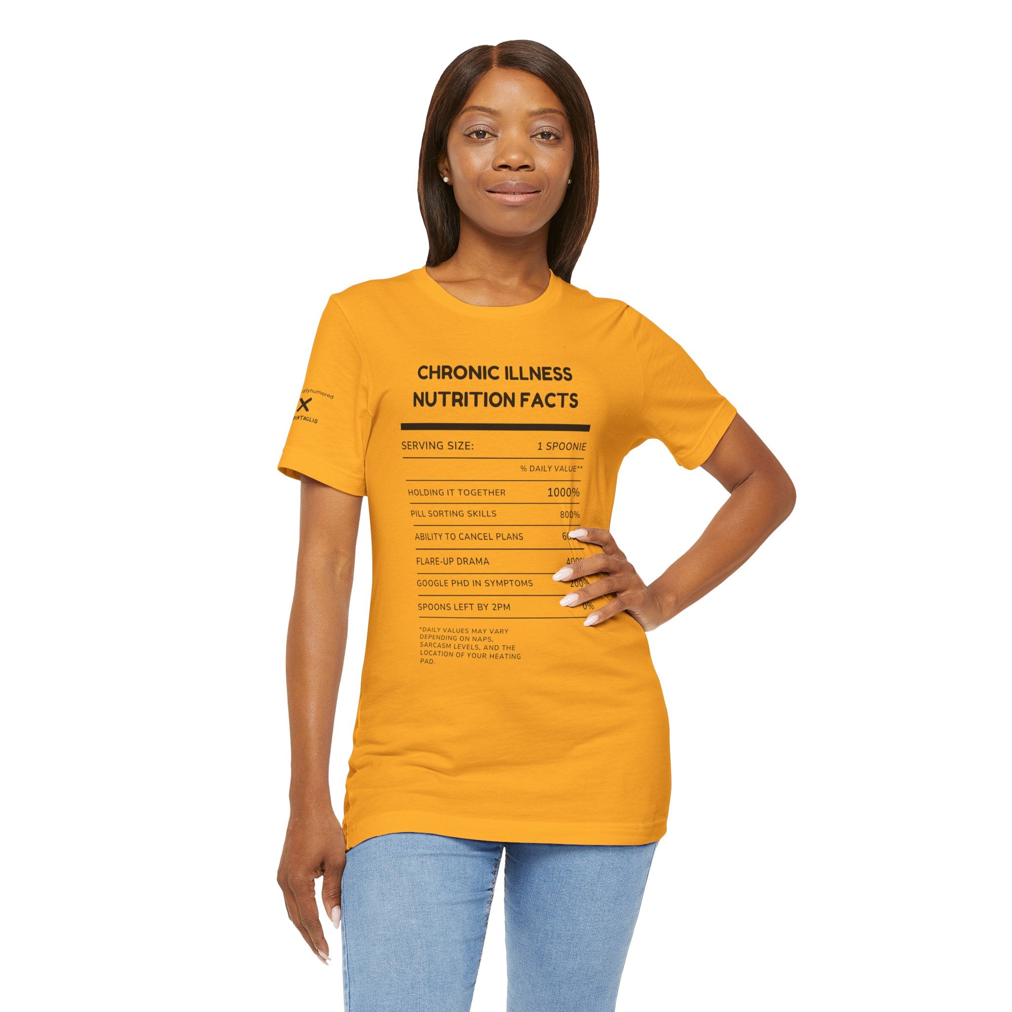 Chronic Illness Nutrition Facts Tee – Spoonie Humor Graphic Shirt | XS–4X in Select Colors