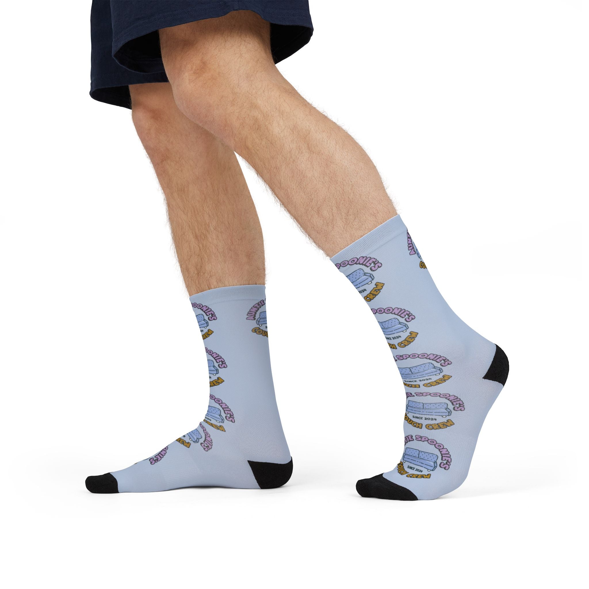 Auntie Spoonie’s Couch Crew Socks – Cozy Crew-Length Printed Socks by Chronically Humored x Shop Intaglio